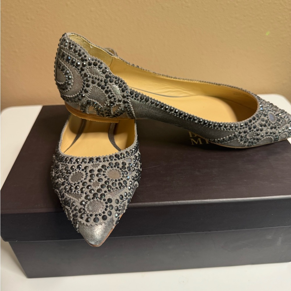 Badgley Mischka Silver Studded Flats